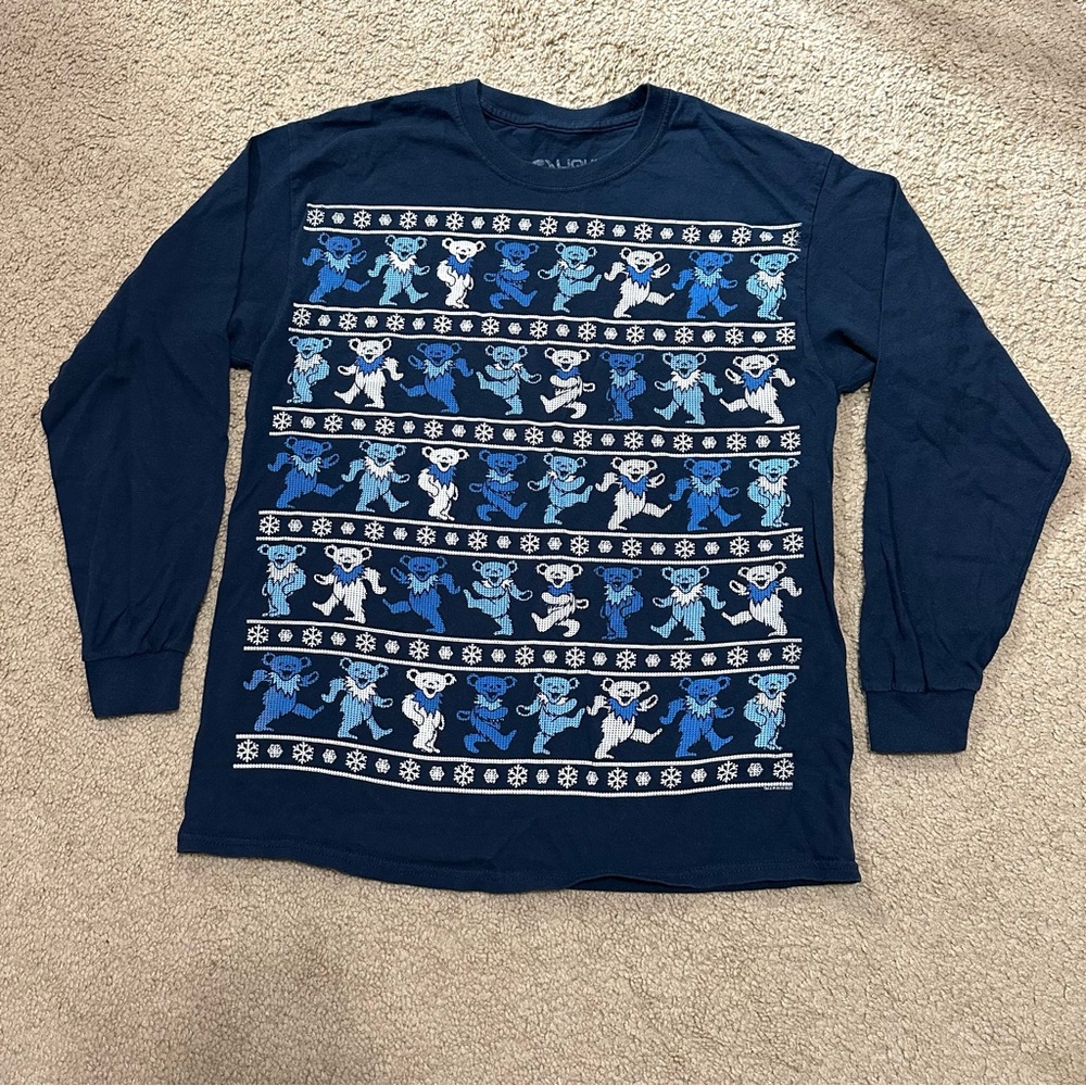 Liquid Blue Dancing Bears Holiday Xmas Sweater Long Sleeve Tee - Picture 3 of 6